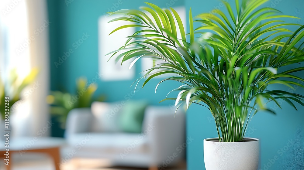 Fototapeta premium Green Plant in White Pot Modern Home Decor