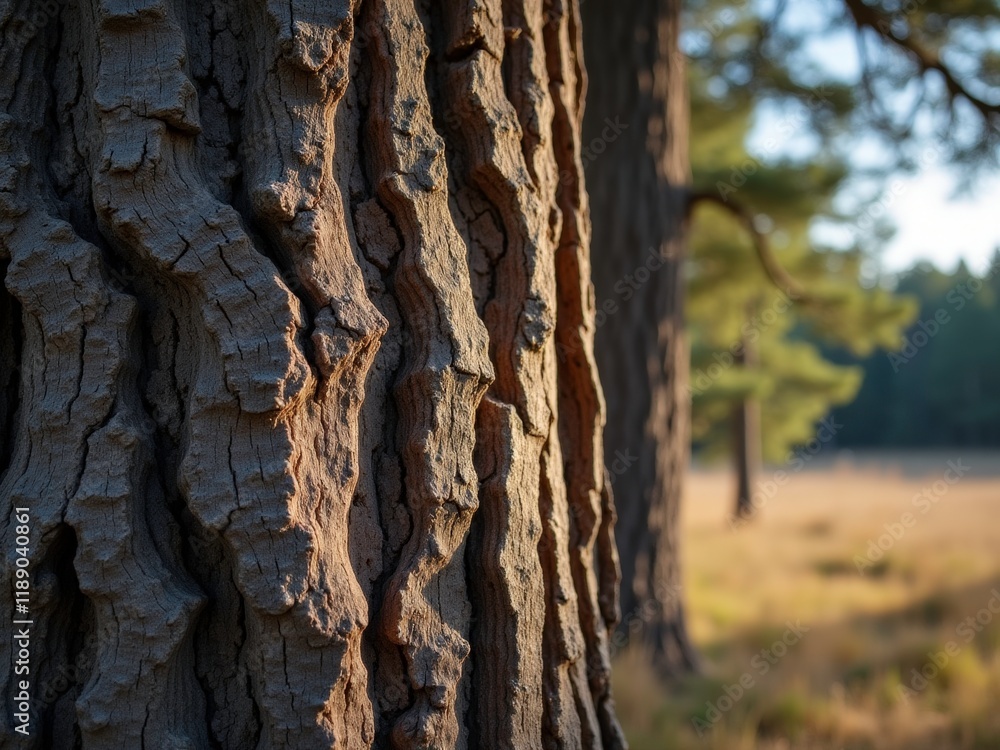 This image shows a close-up of a tree trunk with sunlight filtering through the branches. This image shows a close-up of a tree trunk with sunlight filtering through the branches.
