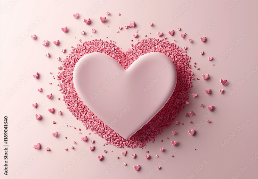 Heart-Shaped Confetti Frame in Pink and Red on White Background, Vector Illustration for Romantic Occasions. Heart-Shaped Confetti Frame in Pink and Red on White Background, Vector Illustration for Romantic Occasions.