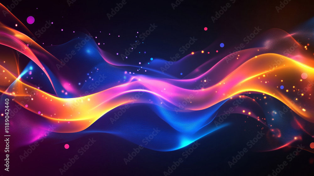 Fototapeta premium Vibrant neon abstract background with flowing waves