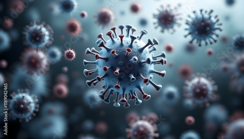 Detailed Scientific Illustration of Coronavirus Responsible for Common Cold photo