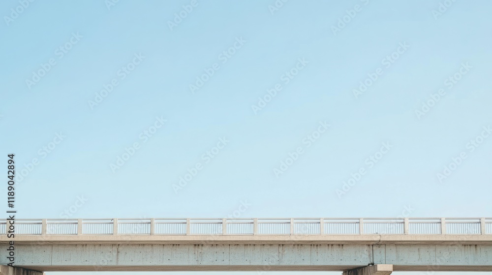 Minimalist view of a concrete bridge against a clear blue sky. Minimalist view of a concrete bridge against a clear blue sky.