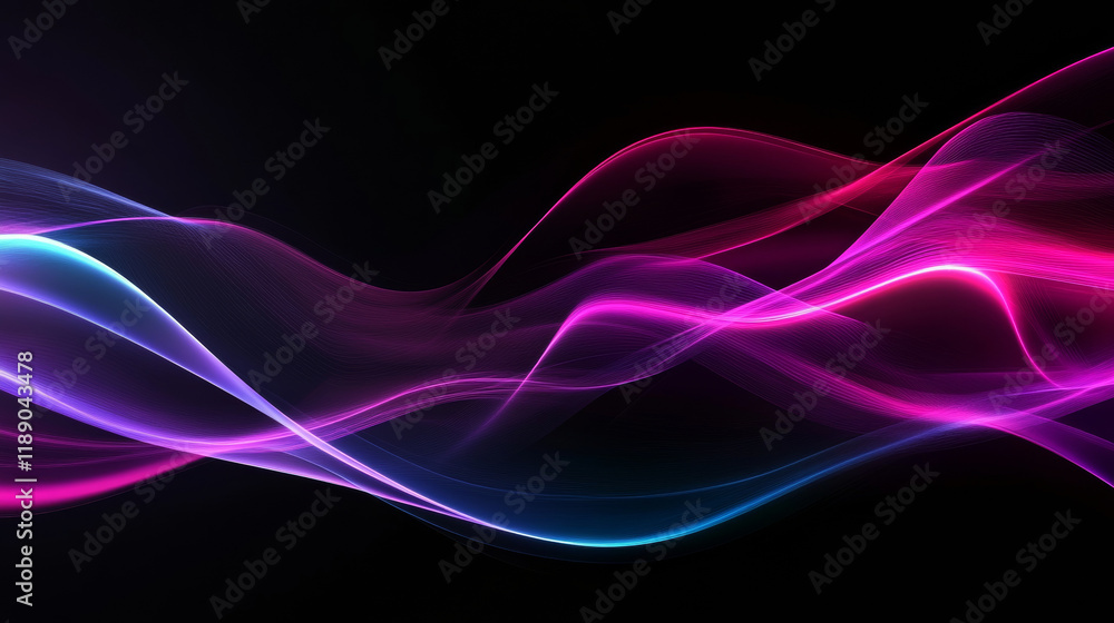 Vibrant neon waves on dark background create dynamic flow Vibrant neon waves on dark background create dynamic flow
