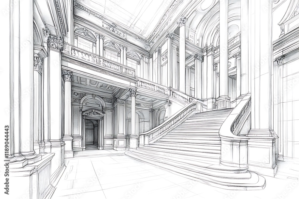 Fototapeta premium Historic Neoclassical Architecture Interior Reconstruction Design