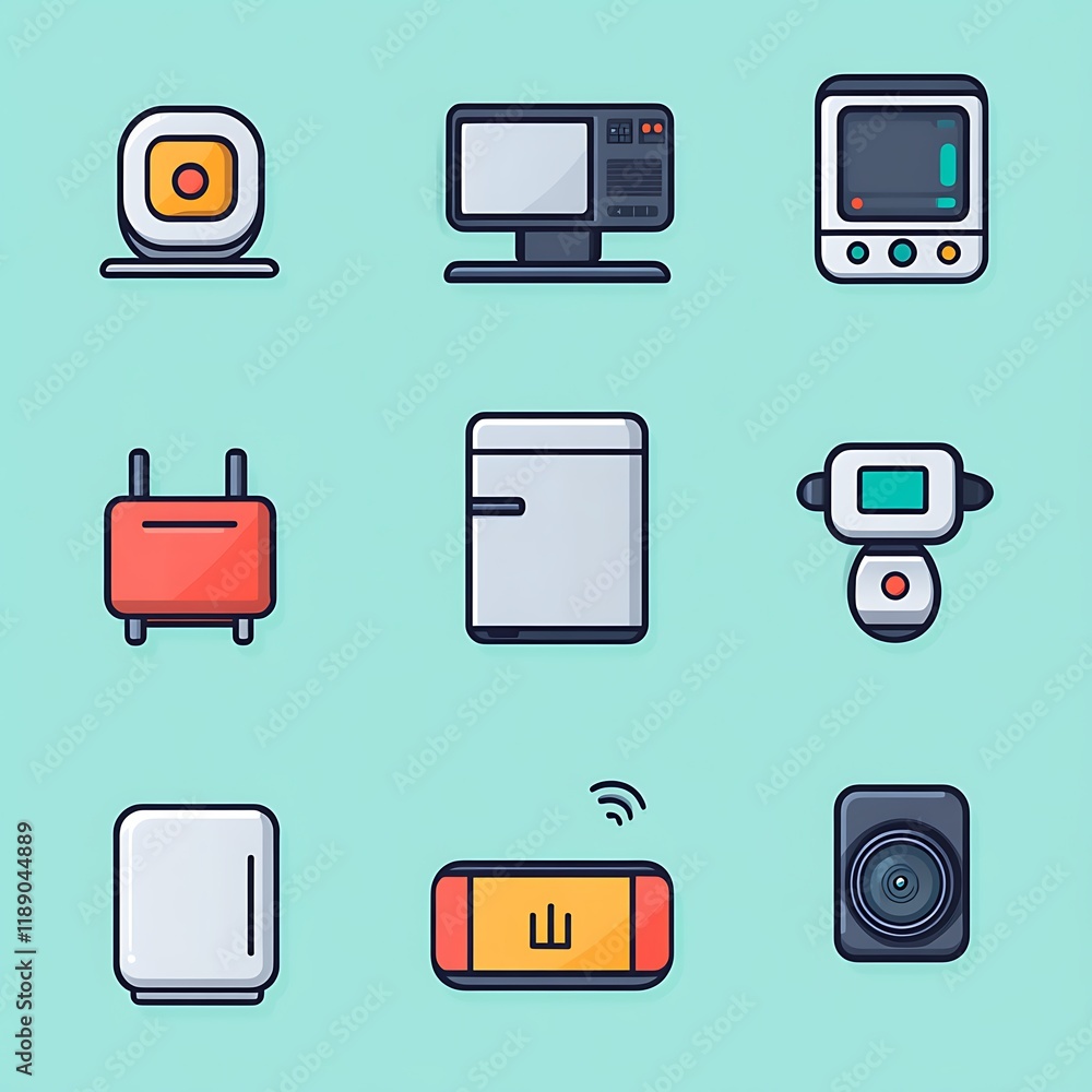 Modern Icons Set of IoT Devices and Smart Home Appliances Modern Icons Set of IoT Devices and Smart Home Appliances