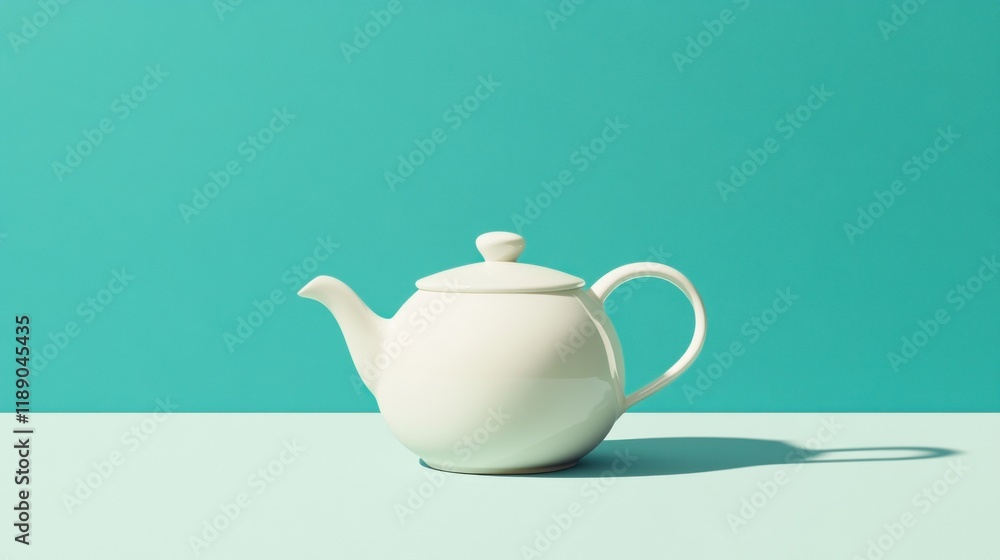 White teapot on teal background. (1) White teapot on teal background. (1)