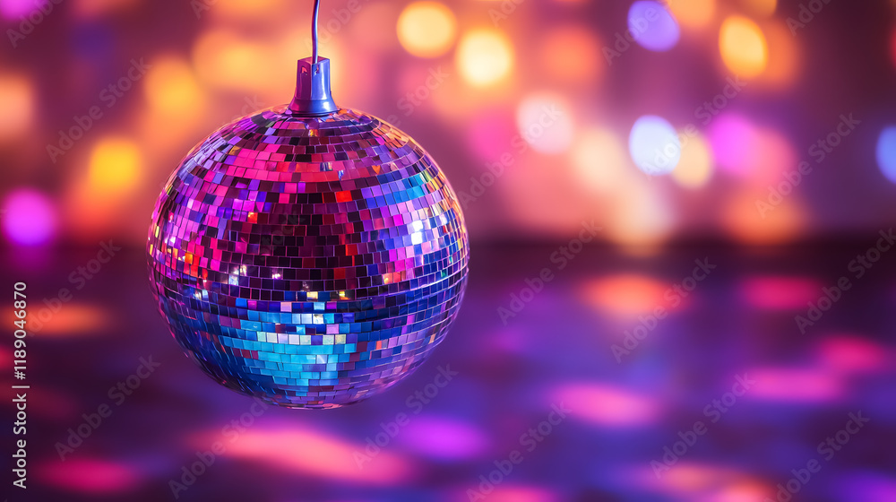 Obraz premium Disco lights reflecting from a party ball.