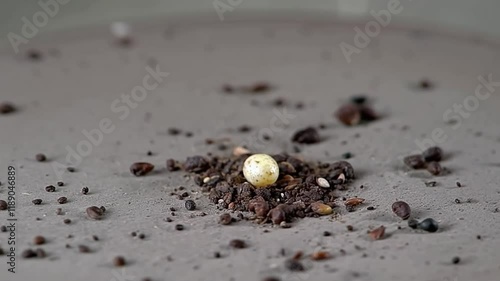 Timelapse of a seed sprouting, symbolizing growth and sustainability.