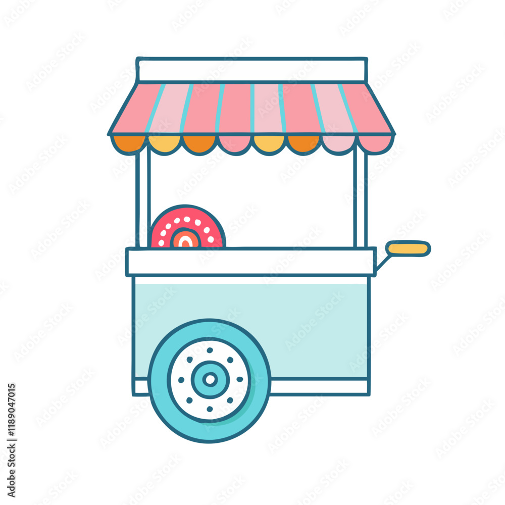 Obraz premium doughnut cart vector icon, doughnut cart vector illustration - simple illustration of doughnut cart, perfect for logos,and doughnut cart -themed designs.