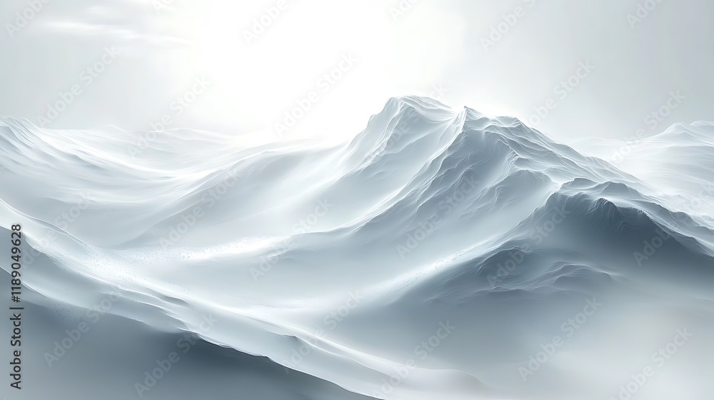 Fototapeta premium Serene White Mountain Landscape Under a Bright Sky