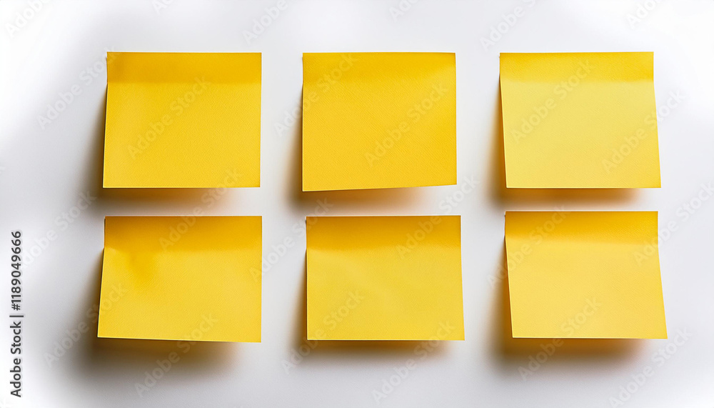Fototapeta premium yellow post it notes on a white background