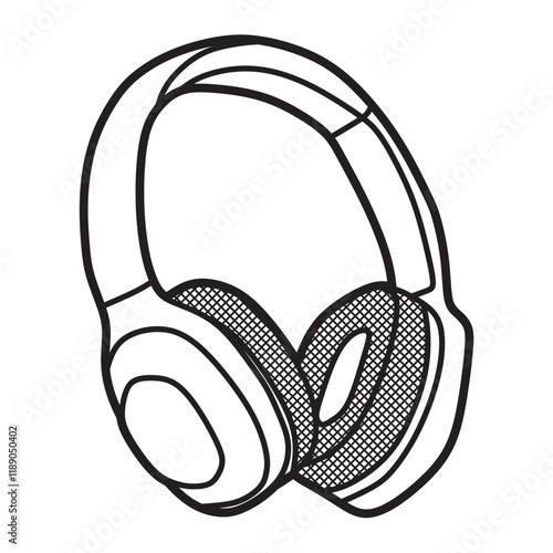 Wallpaper Mural black and white vector lines, simple headset side view Torontodigital.ca