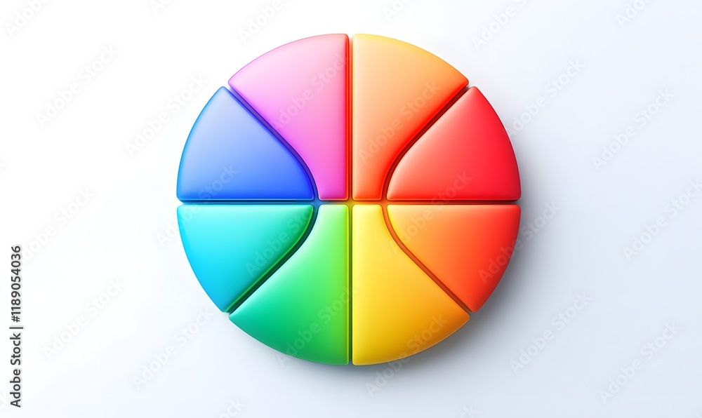 Colorful circular segments, rainbow design, data visualization. Colorful circular segments, rainbow design, data visualization.