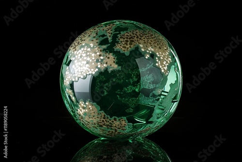 A vibrant green globe embodies ESG values: CO2 reduction, circular economy, and net zero, symbolizing sustainability and global harmony. photo