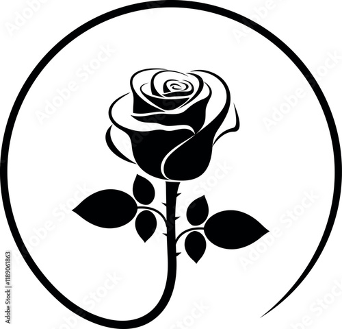 Rose logo.  Isolated rose on white background