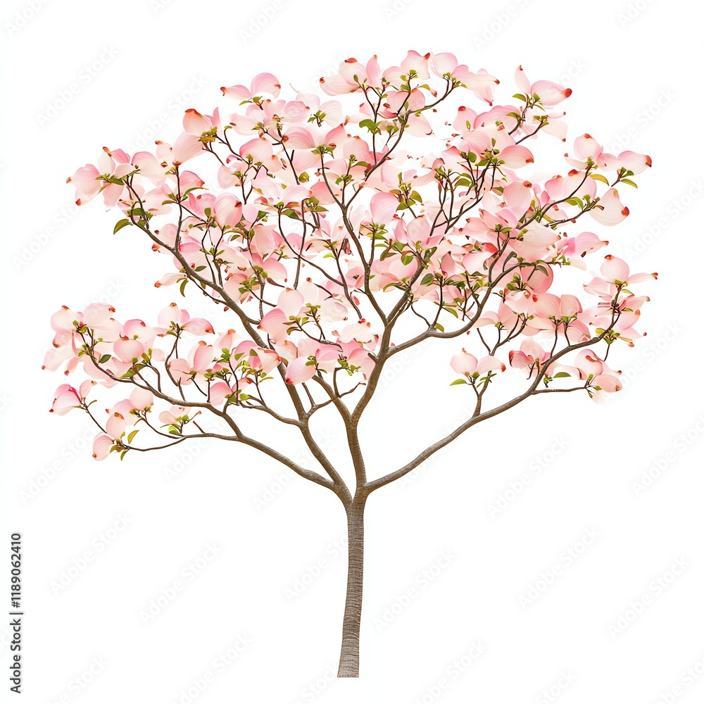 Beautiful pink flowering tree, white isolated background. Beautiful pink flowering tree, white isolated background.