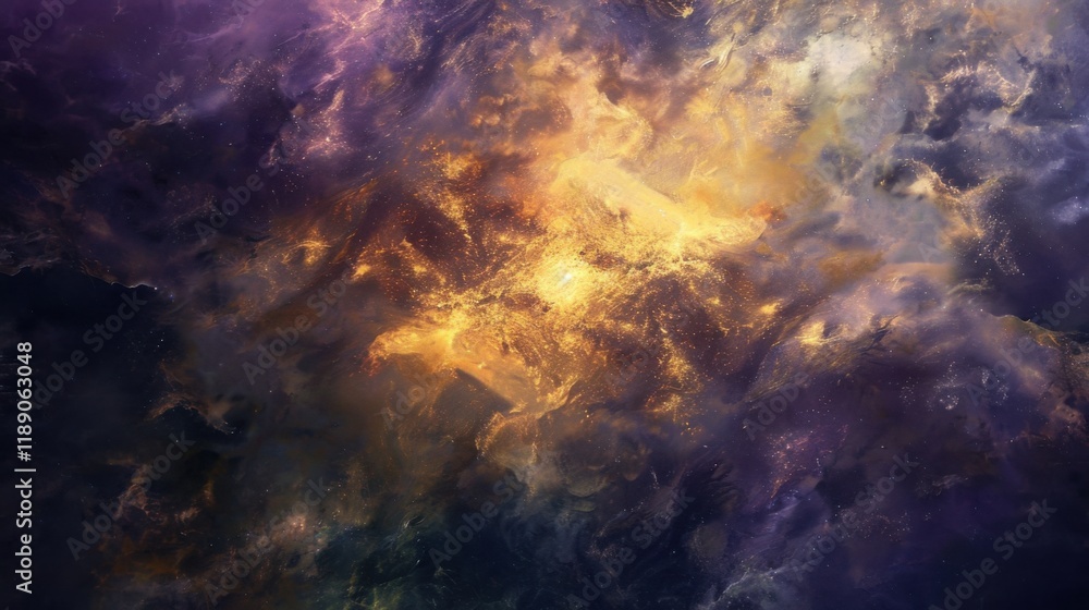 Fototapeta premium a mesmerizing exploration of abstract galaxies and cosmic energies, with ample white space for text in the center, vibrant and dynamic hues against a dark background