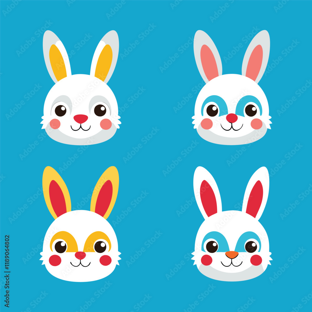 Fototapeta premium set of easter rabbits head