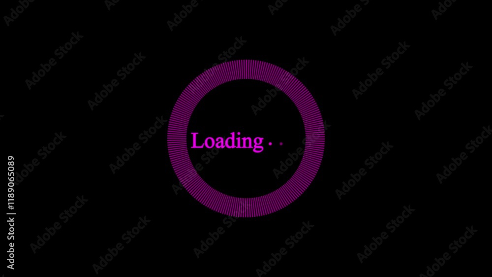 Neon fast loading bar icon animation on black background. Loading, text ...