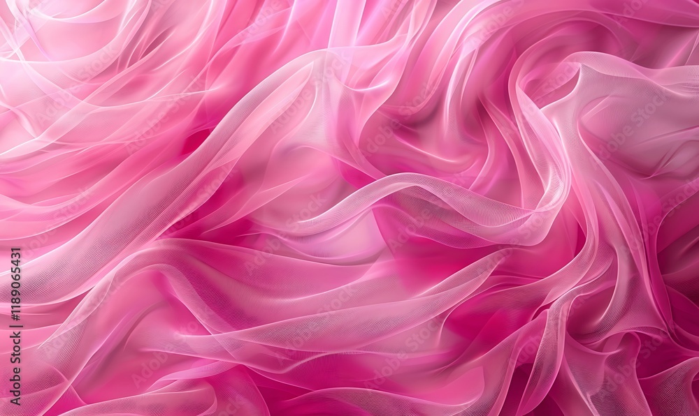Obraz premium Delicate Layers of Sheer Fabric in Soft Pink Hues Creating a Dreamy Ethereal Background with Flowing Motion and Light Play