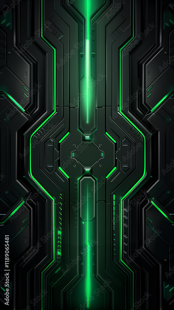 Obraz premium Futuristic sci-fi glowing green tech background 