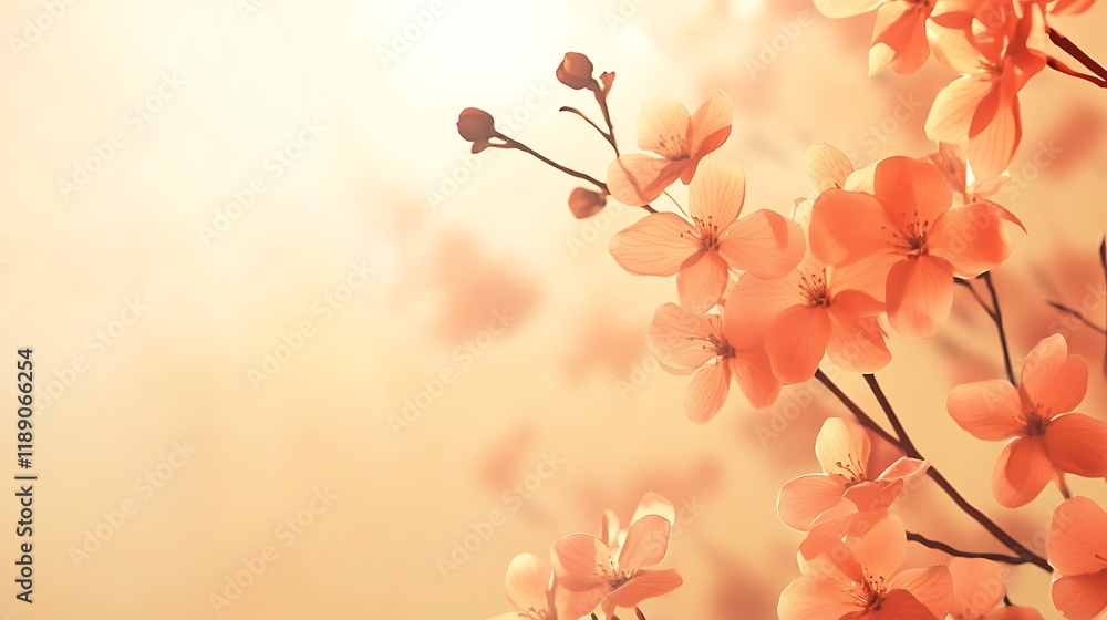Peach Blossoms Bask in Golden Sunlight Peach Blossoms Bask in Golden Sunlight