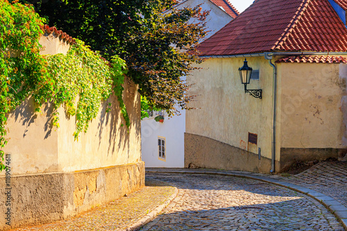 Cityscape - view of the narrow streets of the Novy Svet ancient quarter in the Hradcany historical district, Prague, Czech Republic