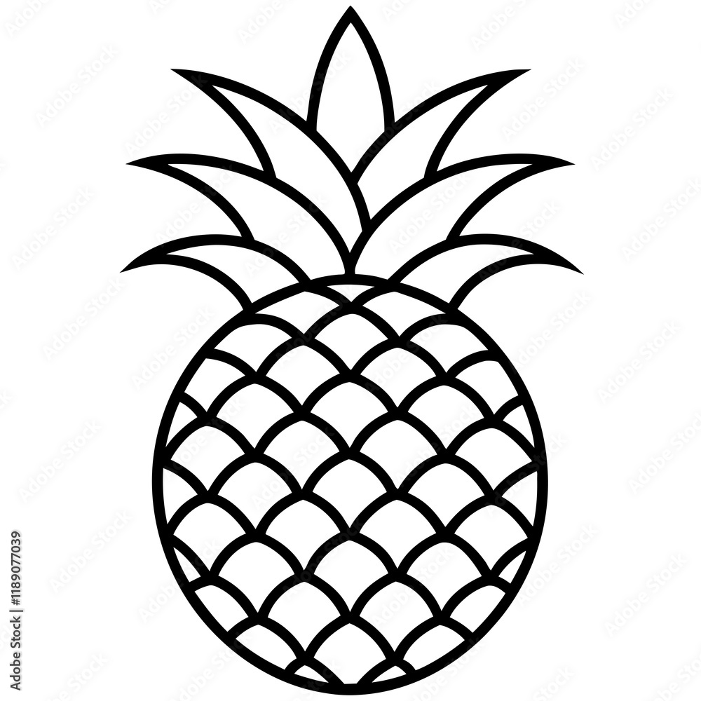 Fototapeta premium Elegant Pineapple Outline Vector