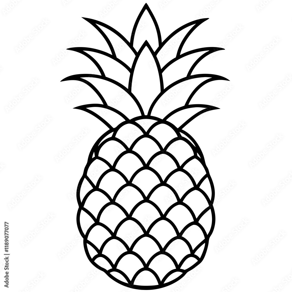 Fototapeta premium Elegant Pineapple Outline Vector