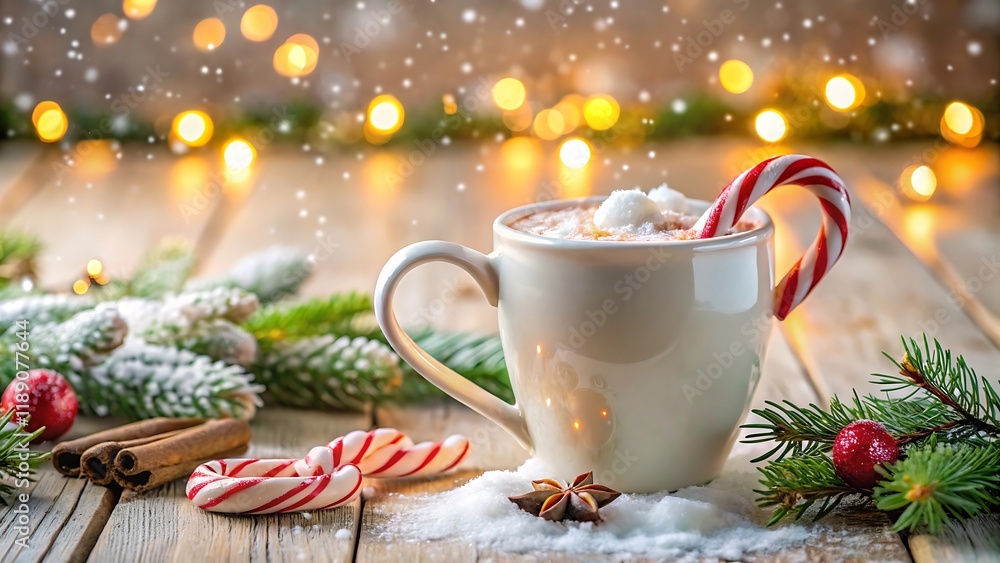Fototapeta premium Christmas scene with hot chocolate