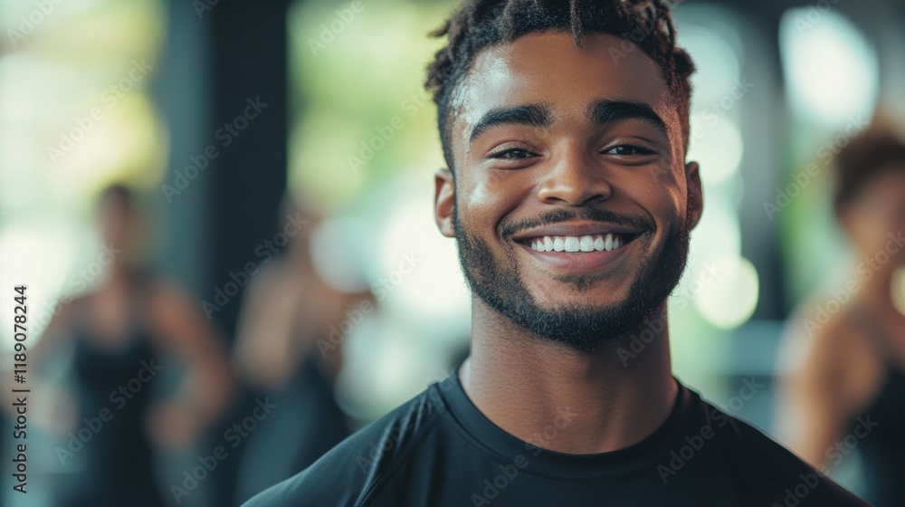 Portrait of happy male in gym after walkout training. Portrait of happy male in gym after walkout training.