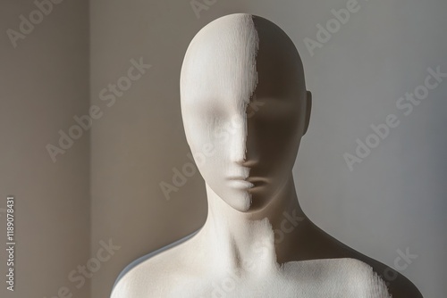close up of a mannequin with a light and shadow