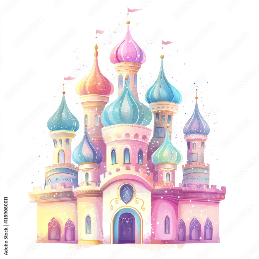 Whimsical Colorful Castle Illustration Whimsical Colorful Castle Illustration