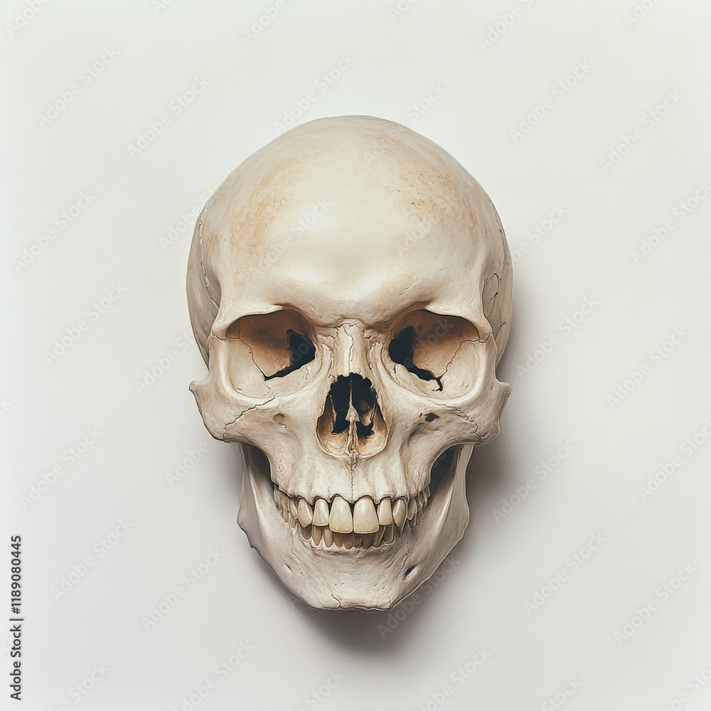 Fototapeta premium human skull against white background