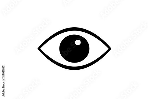 Vector illustration of an eye symbol icon with a black silhouette concept, depicting the shape of the eye simply and elegantly in deep black, ideal for modern and minimalist designs.