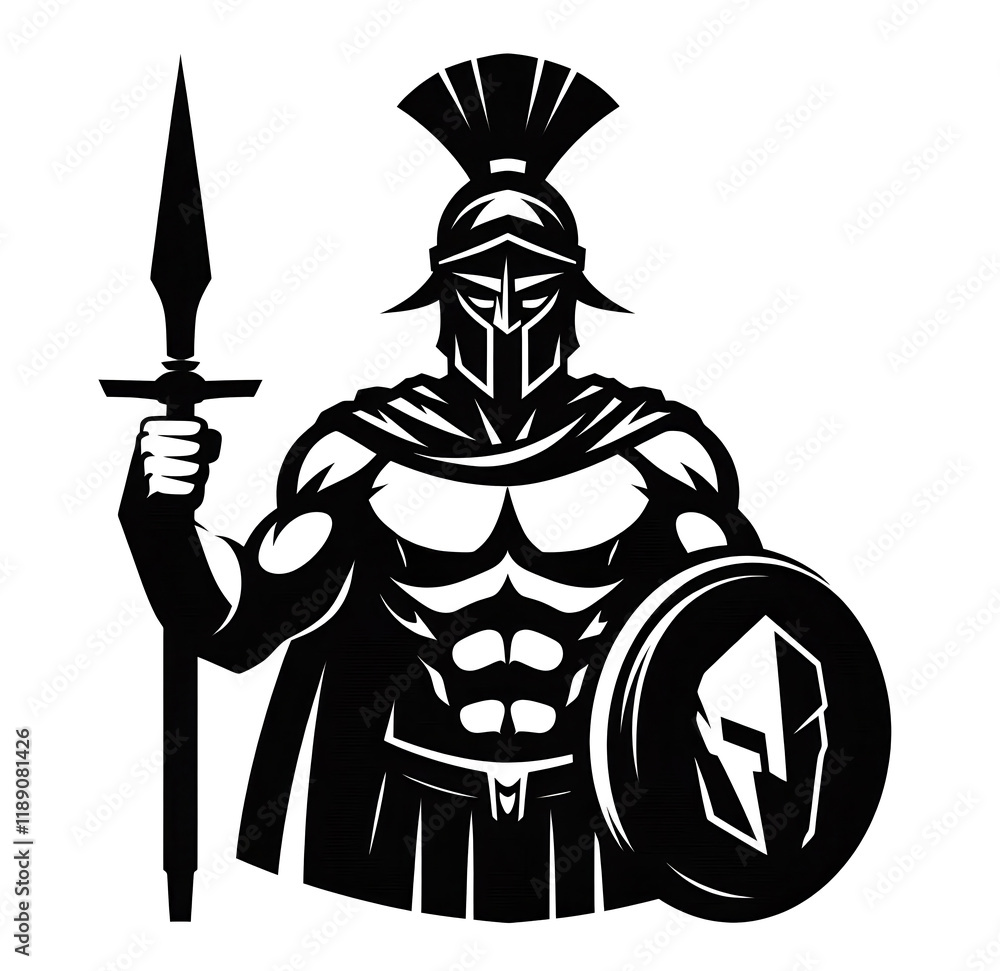 Black and white isolated vector illustration of an ancient roman warrior on a white background. Black and white isolated vector illustration of an ancient roman warrior on a white background.