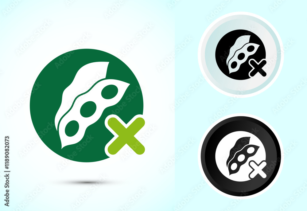 Soy or soya free icon design illustration. Soy allergen free product food sign Soy or soya free icon design illustration. Soy allergen free product food sign
