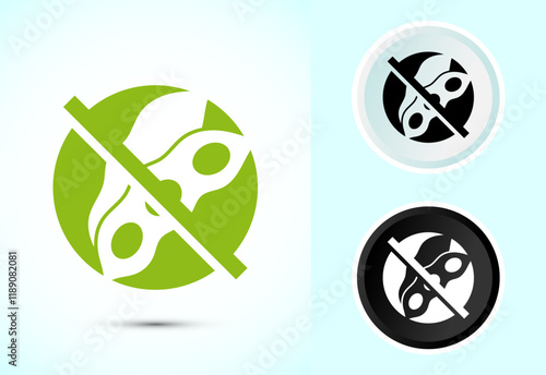 Soy or soya free icon design illustration. Soy allergen free product food sign