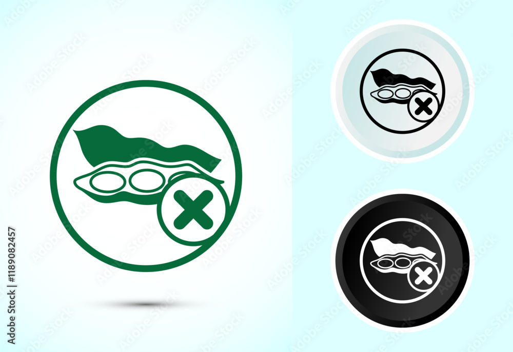 Soy or soya free icon design illustration. Soy allergen free product food sign Soy or soya free icon design illustration. Soy allergen free product food sign