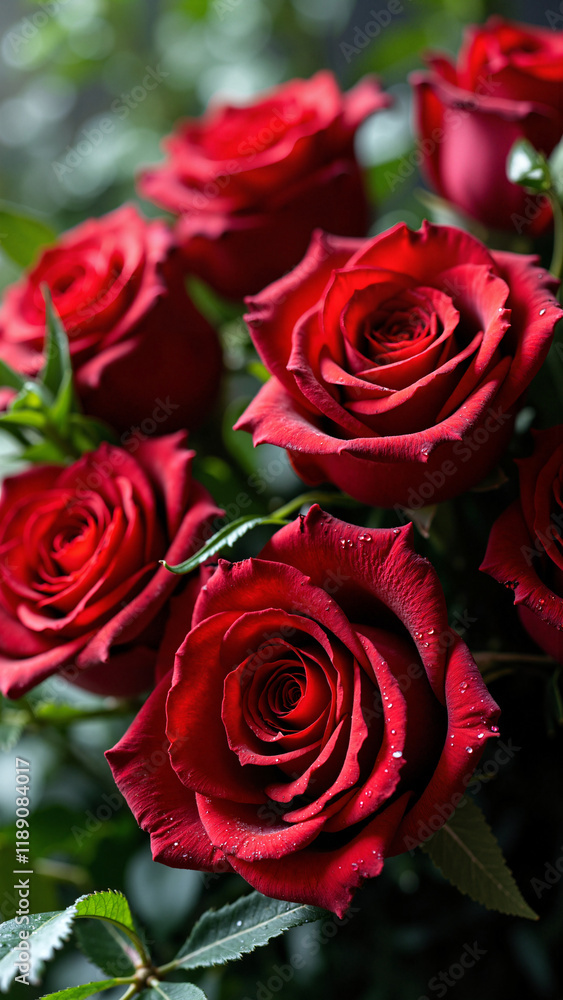 Vibrant Red Rose Bouquet: Valentine's Day Romance, Floral Elegance for Love Celebrations, Marketing Imagery Vibrant Red Rose Bouquet: Valentine's Day Romance, Floral Elegance for Love Celebrations, Marketing Imagery