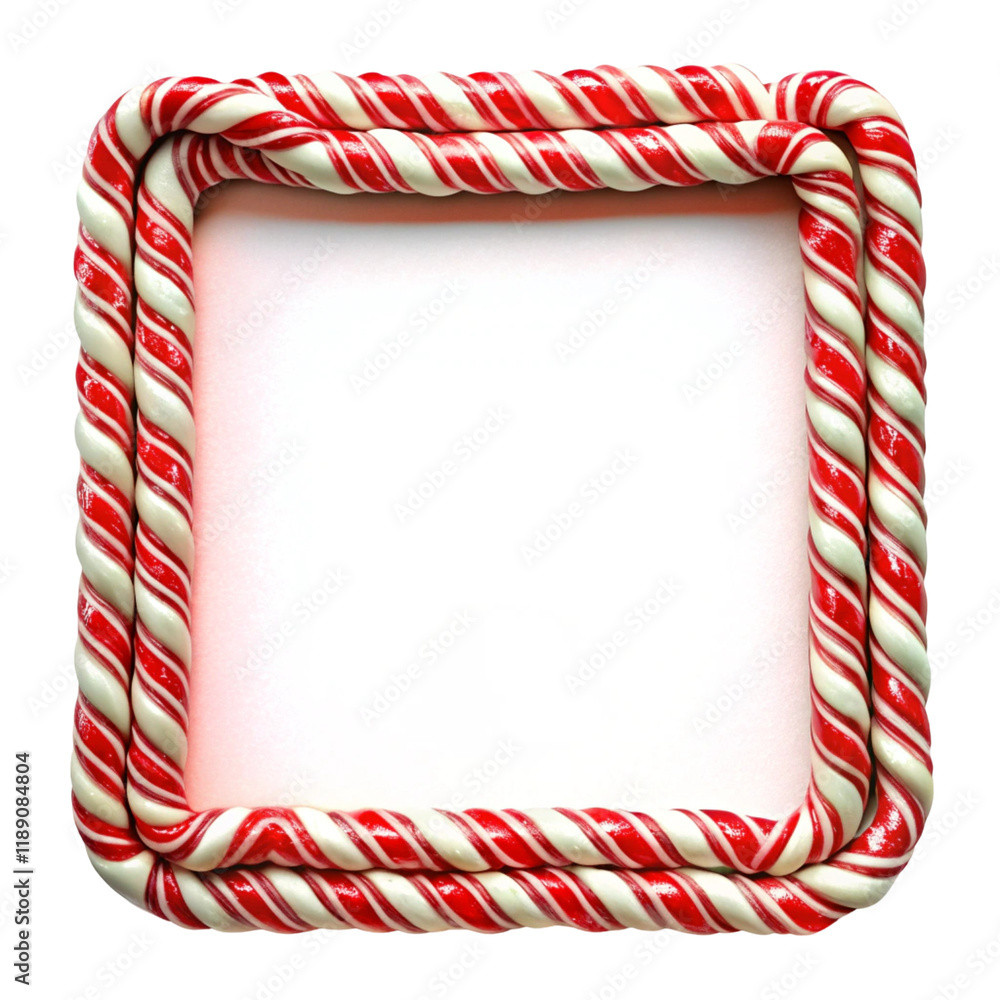 Fototapeta premium Christmas candy cane frame isolated on transparent background 