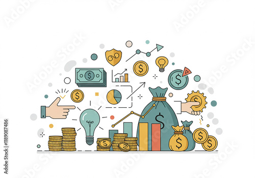 Financial Growth Strategy Investment Profits and Smart Business Planning Illustration