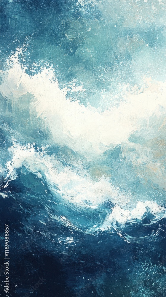 Obraz premium Abstract Painting of Ocean Waves Crashing