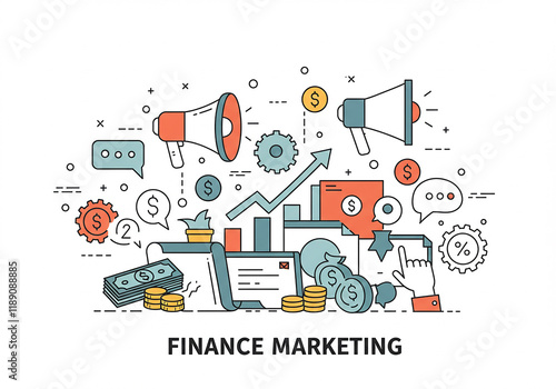 Finance Marketing Strategy Growth Advertising and Investment Illustration