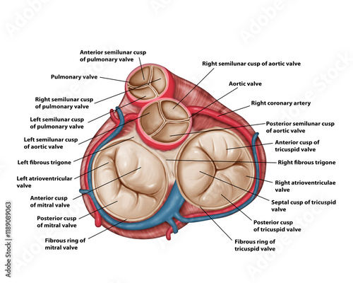 Valves of the Heart Anatomy medical illustration  photo