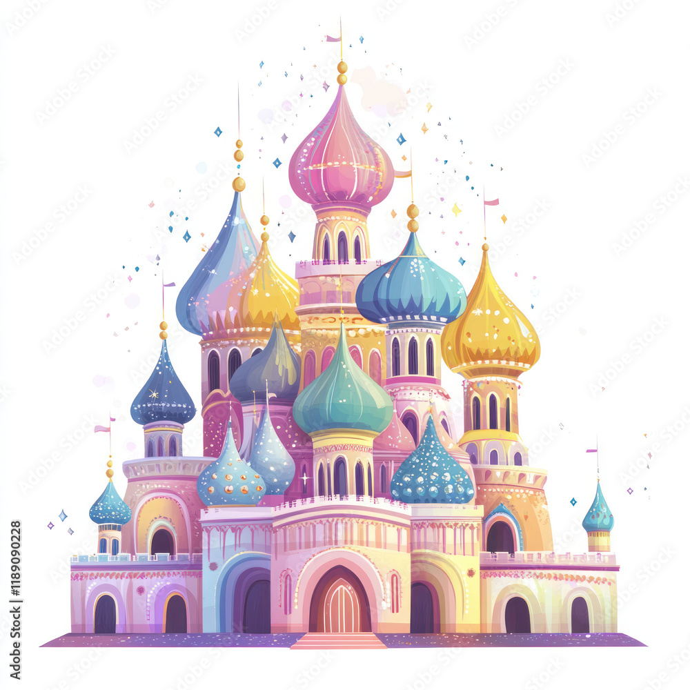 Fototapeta premium Whimsical Colorful Castle Illustration