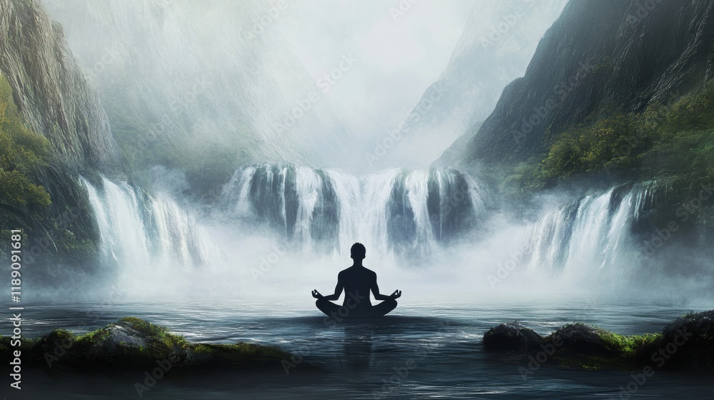 A person is doing medication with tranquil peaceful settings. A person is doing medication with tranquil peaceful settings.