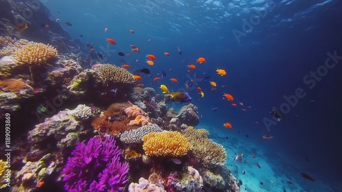 Wallpaper Mural coral reef with fish in clear blue ocean water Torontodigital.ca