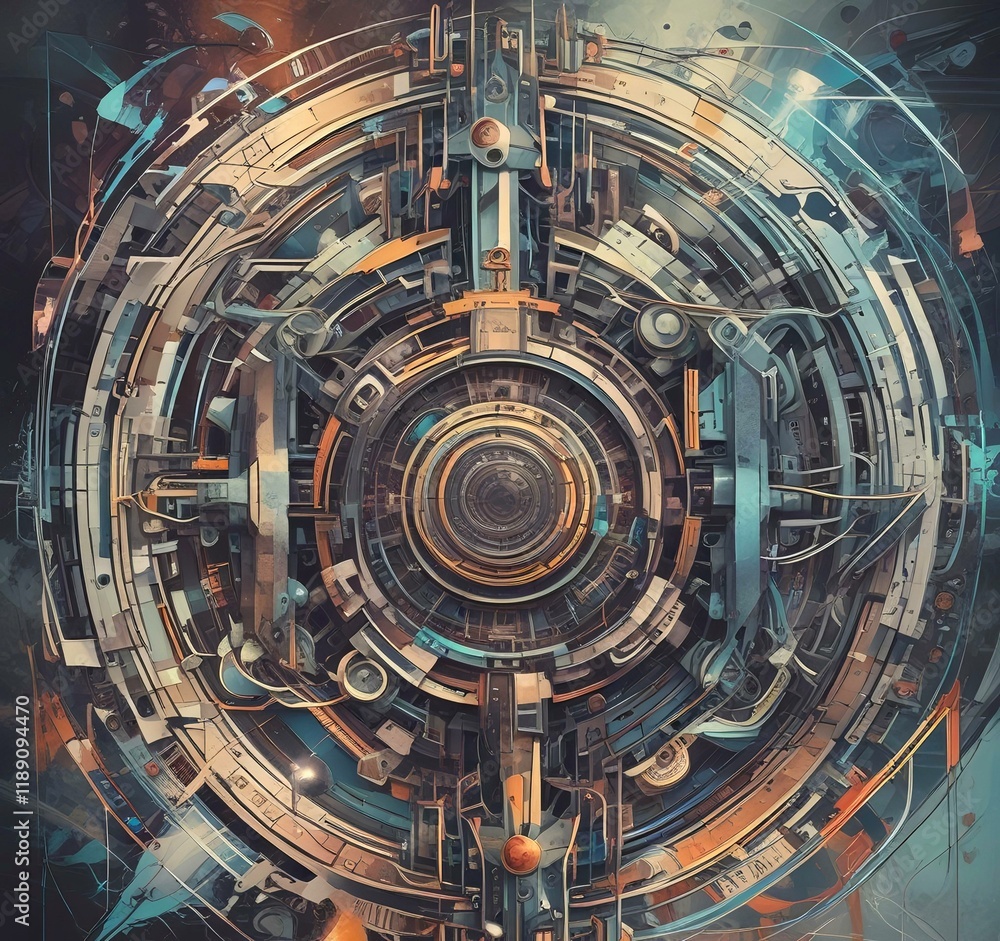 Fototapeta premium Illustration of abstract tech background.