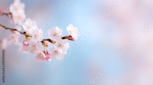 Branch with a bunch of pink flowers